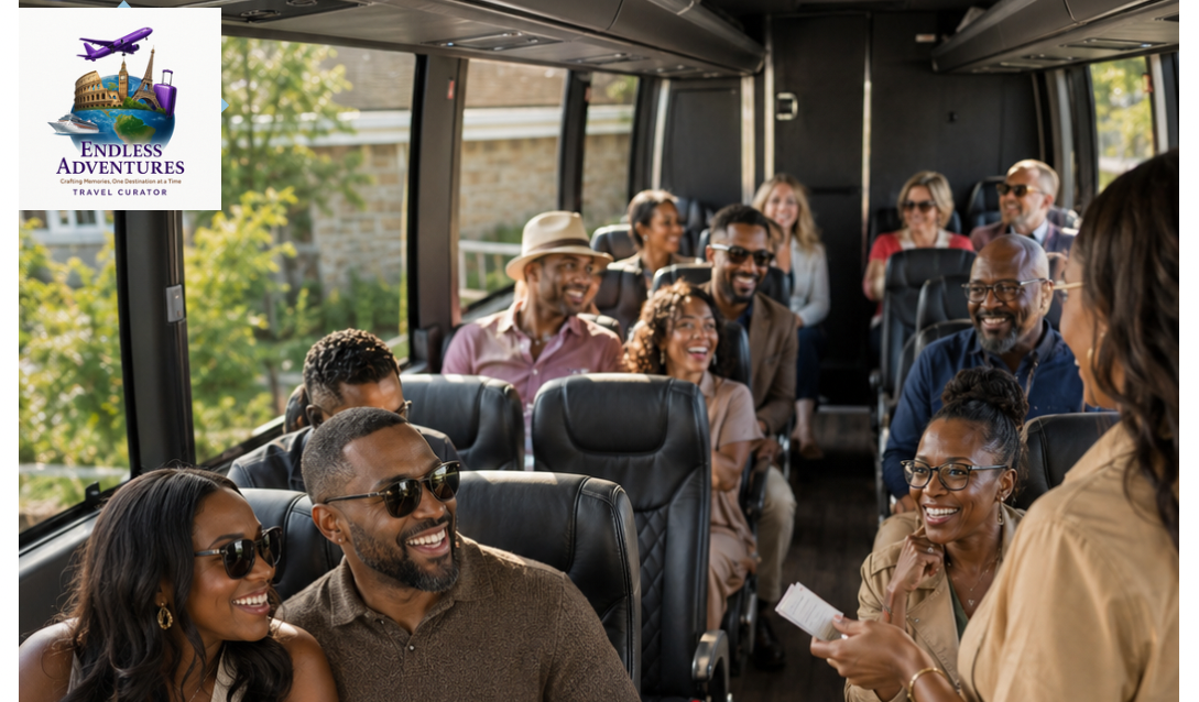 Travelers enjoying the hosted Tennessee Heritage Tour aboard a luxury motorcoach