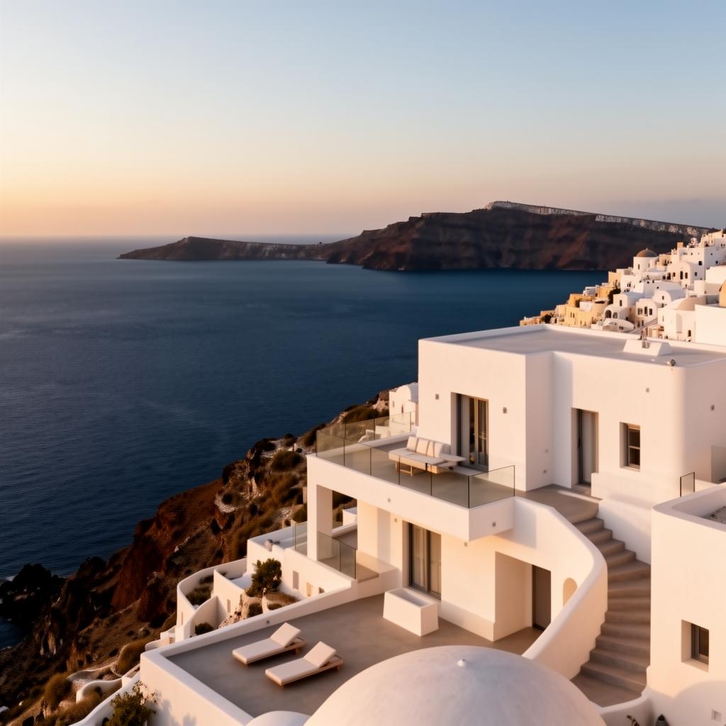 A group of travelers gathered on a sun-drenched terrace overlooking the sea